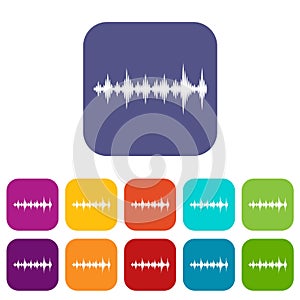 Music sound waves icons set