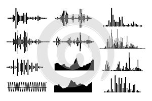 Music sound waves set. Music bar. Signal radio. Vector illustration
