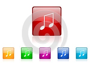 Music square web glossy icon