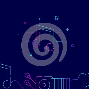 Music staff gradient line icon, vector illustration