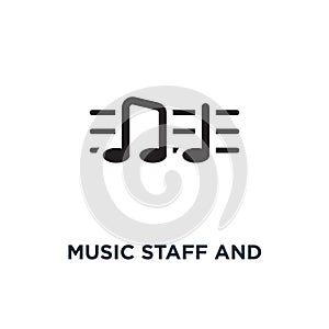 Music staff and notes icon. Simple element illustration. Music s