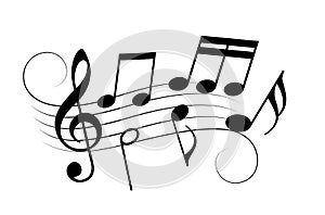 Music staff and notes, vector cartoon