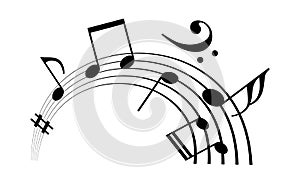 Music staff and notes vector icon