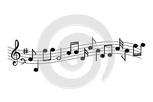 Music staff and notes vector icon illustration