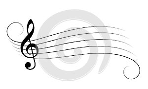 Music staff and treble clef cartoon