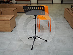 music stand and chairs in a theater, auditorium or opera