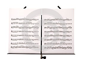 Music stand with melody sheets