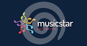 Music star logo vector design template. Star music logotype, playful modern logo style