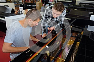 Music store concept with guitars and pianos