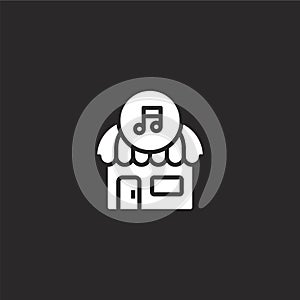 music store icon. Filled music store icon for website design and mobile, app development. music store icon from filled store
