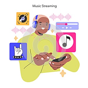 Music Streaming concept A joyful