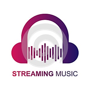 Music streaming icon logo, vector