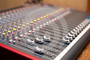 Music studio mixer detail