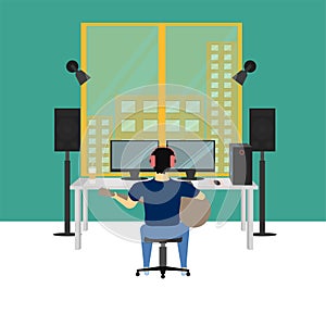 Music studio room vector illustration eps10