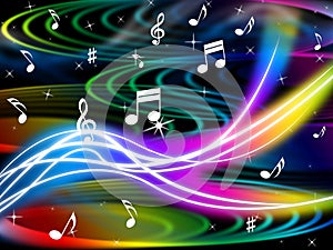 Music Swirls Background Shows Flourescent Musical And Tune photo