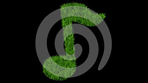 Music symbol with green grass effect on plain black background