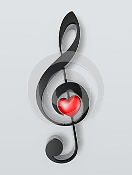 Music symbol and heart