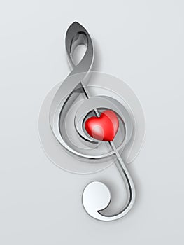 Music symbol and heart