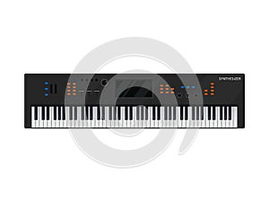 Music Synthesizer keyboard isolated on white background. Piano musical instruments. Electronic machine DJ equipment