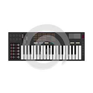 Music Synthesizer. Realistic Style Electronic Piano. Synthesizer icon vector isolated on white background for your web