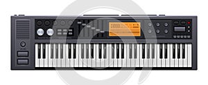 Music Synthesizer. Realistic Style Electronic Piano. Vector