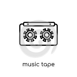 music tape icon. Trendy modern flat linear vector music tape icon on white background from thin line Entertainment