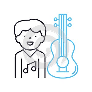 music teacher male line icon, outline symbol, vector illustration, concept sign