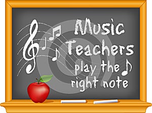 Music teachers play the right note, Red apple for the teacher