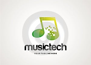 Music Tech Logo Template Design Vector