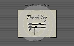 Music thank you card with notes musical symbols minimalist vector design