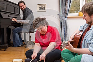 Music therapy with a mentally disabled woman