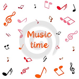 Music time, white background with notes