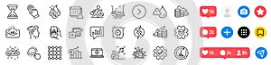 Music, Timer and Mindfulness stress line icons pack. For web app. Social media icons. Vector
