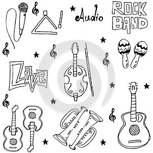 Music tools doodles set
