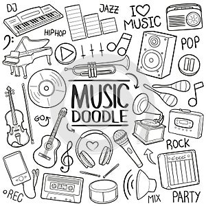 Music Tools Traditional doodle icon hand draw set