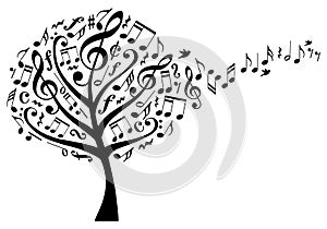 Music tree with notes, vector