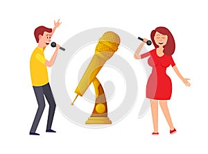 Music Trophy, Gold Microphone and Singers Live