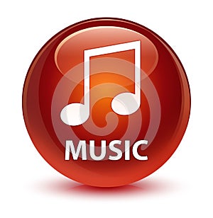 Music (tune icon) glassy brown round button