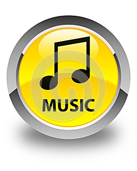 Music (tune icon) glossy yellow round button