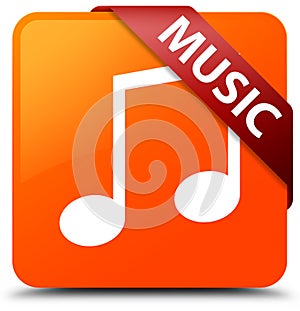 Music (tune icon) orange square button red ribbon in corner