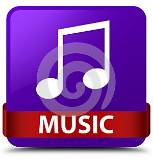 Music (tune icon) purple square button red ribbon in middle