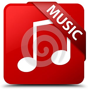 Music (tune icon) red square button red ribbon in corner