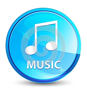 Music (tune icon) splash natural blue round button