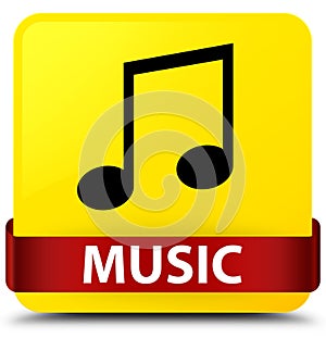 Music (tune icon) yellow square button red ribbon in middle