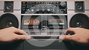 Music From a Vintage Boombox Player with Two-Cassette Decks
