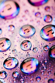 Music water drops on disc