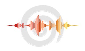 Music wave. Digital waveform. Sound frequencies. Gradient with red, orange and yellow colors. Vector design photo