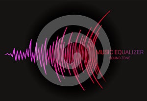 Music wave logo. Color pulse audio player dynamic banner. Vector digital media waveform technology illustration