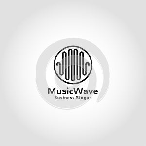 Music Wave Logo is a Music Studio logo with line art concept and circle