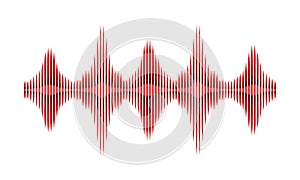 Music wave pattern. Digital audio equalizer. Bright red sound pulse. Musical theme. Vector design